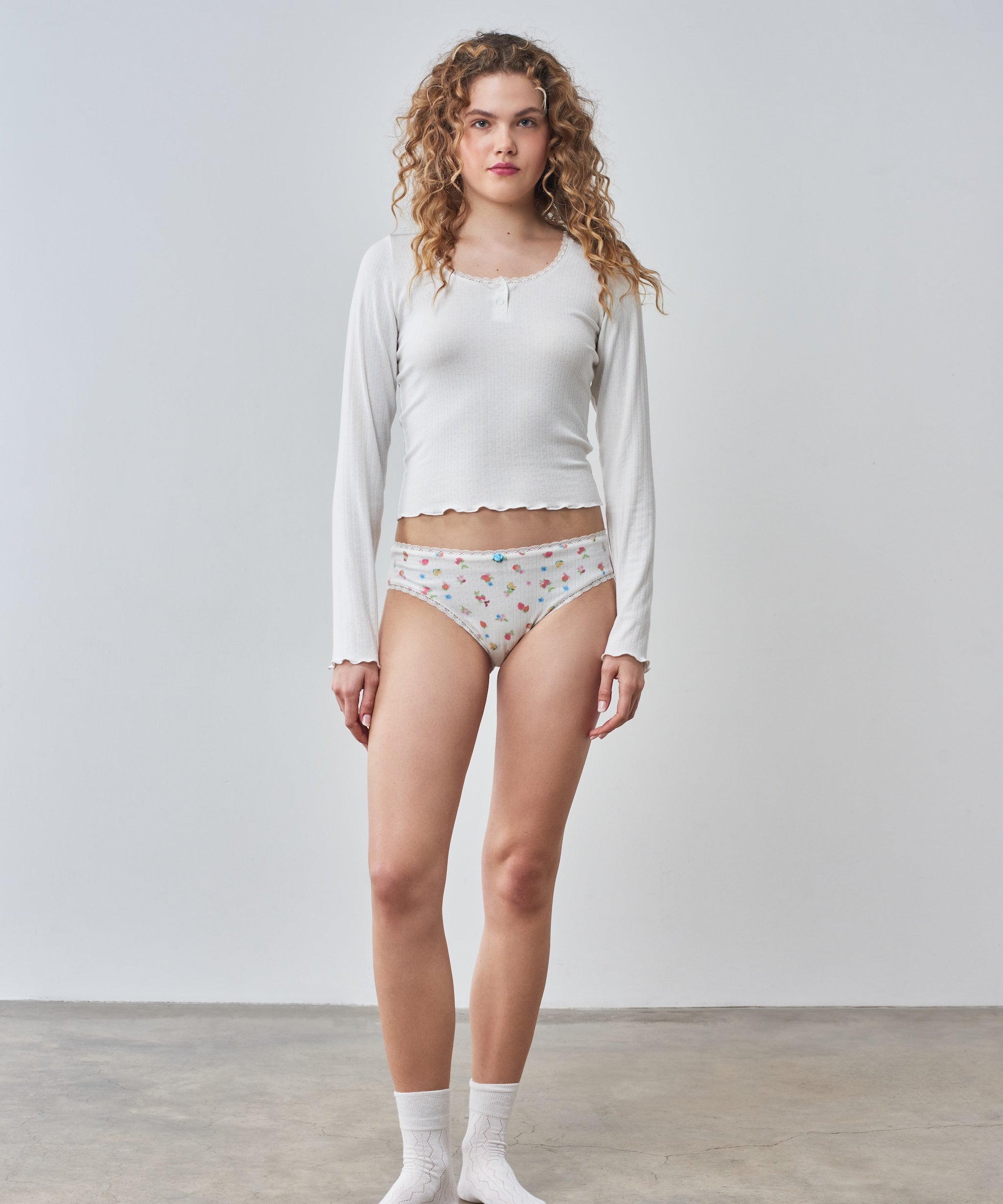 Molly pointelle long sleeve top and knicker