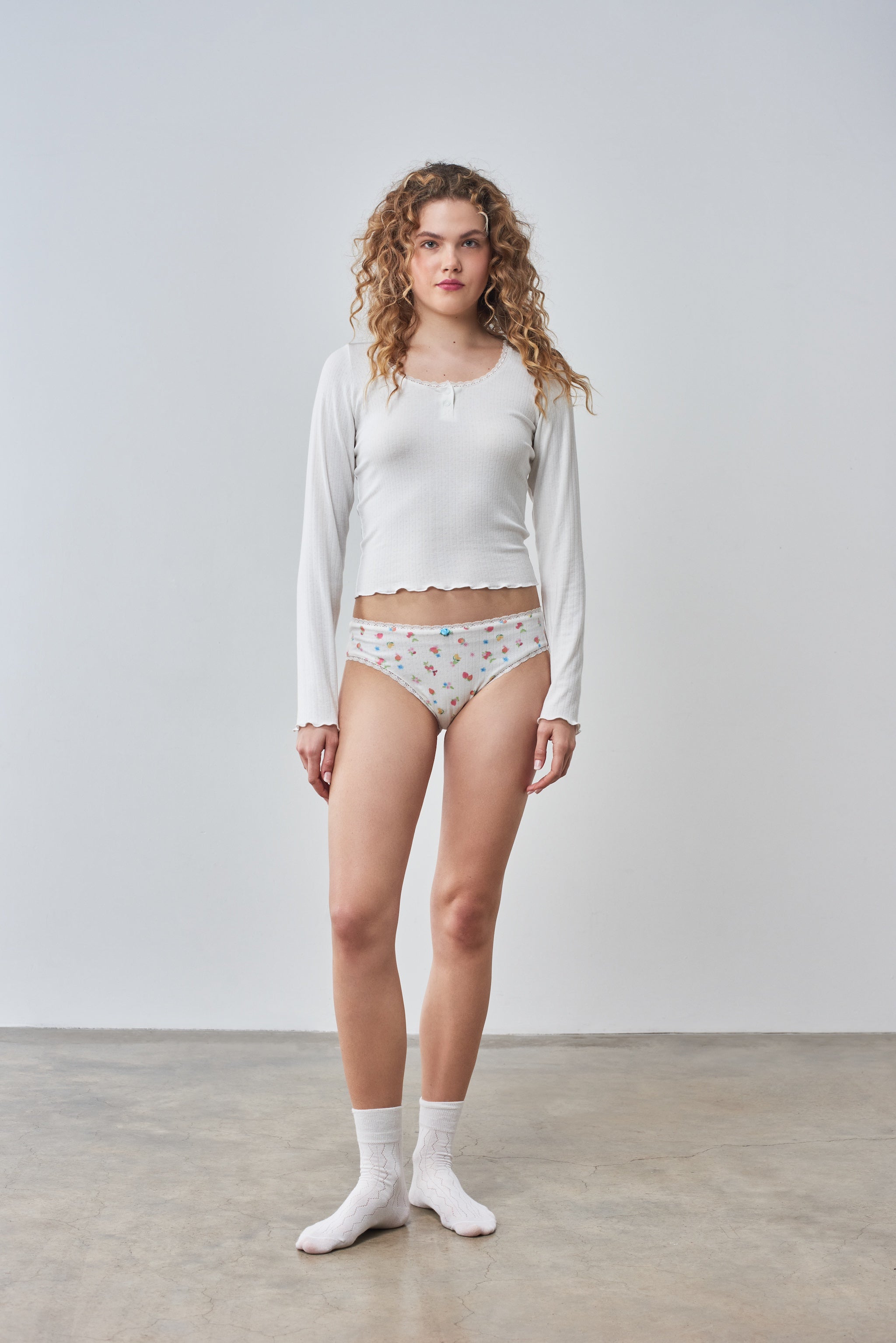 Molly pointelle long sleeve top and knicker